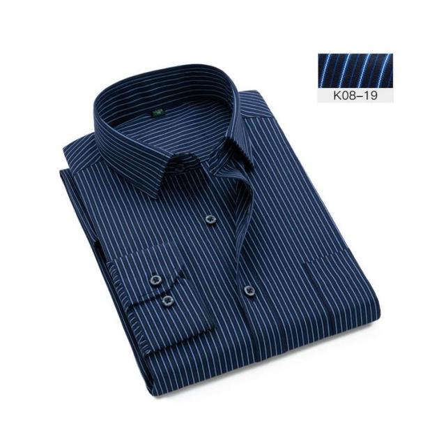 sanyamk Plus Size S to 8xl formal shirts for men striped long sleeved non-iron slim fit dress shirts Solid Twill Social Man&#39;s Clothing