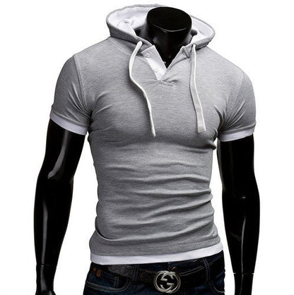 sanyamk Men&#39;s T Shirt 2022 Summer Slim Fitness Hooded Short-Sleeved Tees Male Camisa Masculina Sportswer T-Shirt Slim Tshirt Homme 5XL