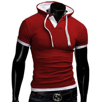 sanyamk Men&#39;s T Shirt 2022 Summer Slim Fitness Hooded Short-Sleeved Tees Male Camisa Masculina Sportswer T-Shirt Slim Tshirt Homme 5XL