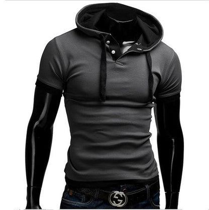 sanyamk Men&#39;s T Shirt 2022 Summer Slim Fitness Hooded Short-Sleeved Tees Male Camisa Masculina Sportswer T-Shirt Slim Tshirt Homme 5XL