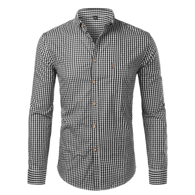 sanyamk Mens Plaid Cotton Casual Slim Fit Long Sleeve Button Down Dress Shirts Fashion Men Work Business Brand Shirt Chemise Homme