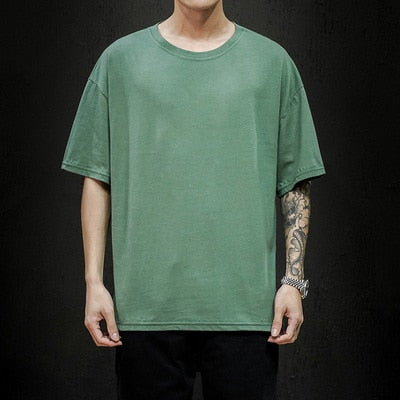 sanyamk New Summer Men&#39;s T Shirt 2022 Fashion Solid T Shirt Mens Oversized Hip Hop Short Sleeve Casual Cotton Mens Streetwear Top Tees