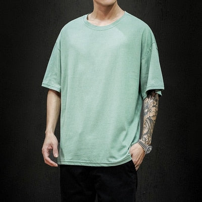 sanyamk New Summer Men&#39;s T Shirt 2022 Fashion Solid T Shirt Mens Oversized Hip Hop Short Sleeve Casual Cotton Mens Streetwear Top Tees