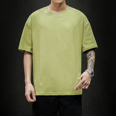 sanyamk New Summer Men&#39;s T Shirt 2022 Fashion Solid T Shirt Mens Oversized Hip Hop Short Sleeve Casual Cotton Mens Streetwear Top Tees