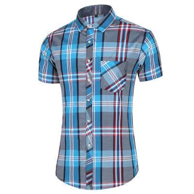 sanyamk New Fashion Plaid Shirt Men Summer Casual Short Sleeve Shirts Mens Plus Size Beach Hawaiian Tops Blouse Male 5XL 6XL 7XL