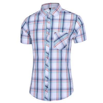 sanyamk New Fashion Plaid Shirt Men Summer Casual Short Sleeve Shirts Mens Plus Size Beach Hawaiian Tops Blouse Male 5XL 6XL 7XL