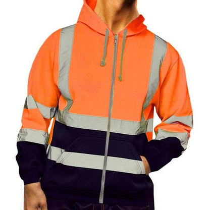 sanyamk Men Workwear High Visibility Work Jacket Coat Mens Reflective Safety Sweatshirt Hooded Coat Wrok Clothing Winter Jackets