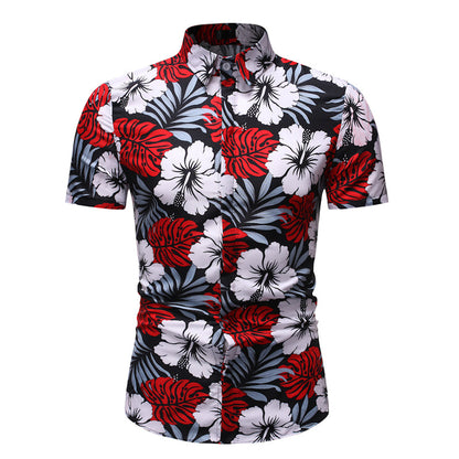 sanyamk Mens Beach Shirts Camisa Social Masculina 2022 Fashion Brand Floral Shirt Men Slim Fit Short Sleeve Hawaiian Shirt Male Chemise