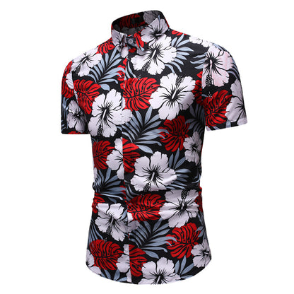 sanyamk Mens Beach Shirts Camisa Social Masculina 2022 Fashion Brand Floral Shirt Men Slim Fit Short Sleeve Hawaiian Shirt Male Chemise