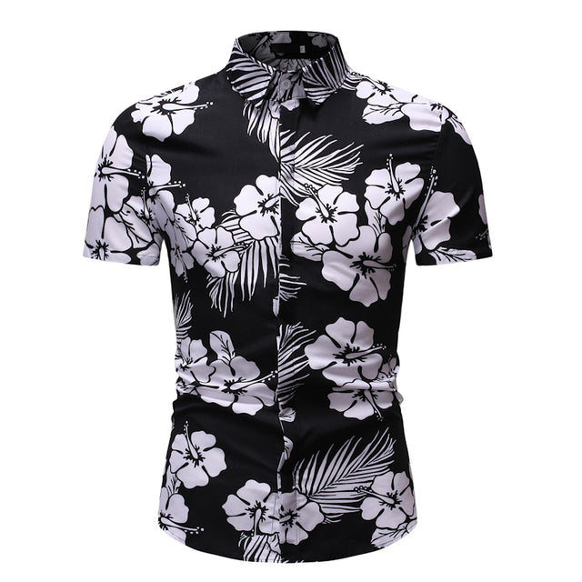 sanyamk Mens Beach Shirts Camisa Social Masculina 2022 Fashion Brand Floral Shirt Men Slim Fit Short Sleeve Hawaiian Shirt Male Chemise