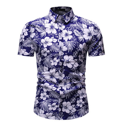 sanyamk Mens Beach Shirts Camisa Social Masculina 2022 Fashion Brand Floral Shirt Men Slim Fit Short Sleeve Hawaiian Shirt Male Chemise