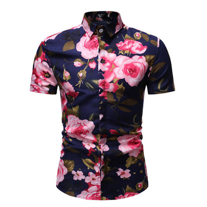 sanyamk Mens Beach Shirts Camisa Social Masculina 2022 Fashion Brand Floral Shirt Men Slim Fit Short Sleeve Hawaiian Shirt Male Chemise