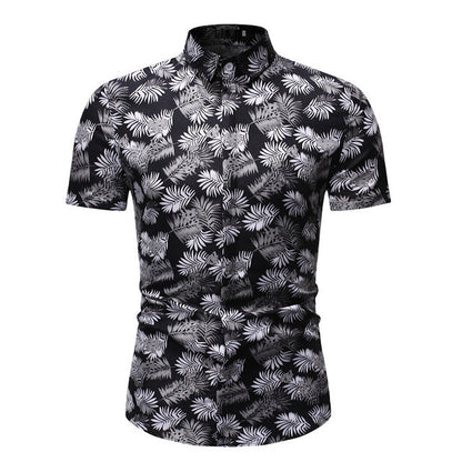 sanyamk Mens Beach Shirts Camisa Social Masculina 2022 Fashion Brand Floral Shirt Men Slim Fit Short Sleeve Hawaiian Shirt Male Chemise