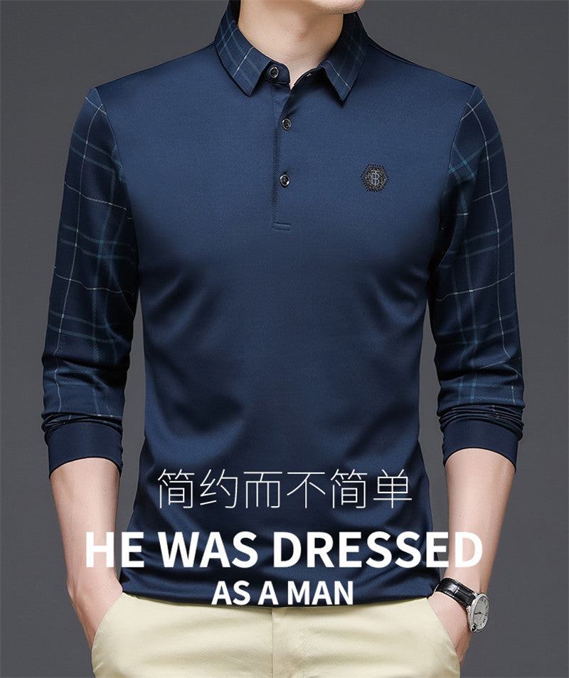 sanyamk New Fashion Solid Polo Shirt Men Korean Fashion Clothing Long Sleeve Casual Fit Slim Man Polo Shirt Button Collar Tops