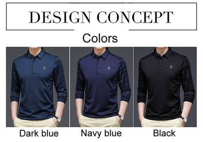 sanyamk New Fashion Solid Polo Shirt Men Korean Fashion Clothing Long Sleeve Casual Fit Slim Man Polo Shirt Button Collar Tops