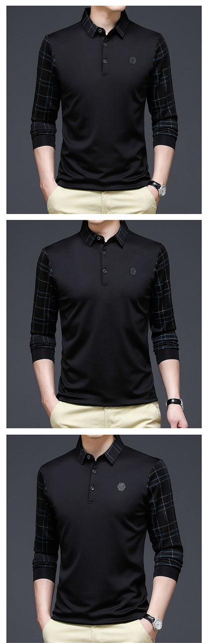 sanyamk New Fashion Solid Polo Shirt Men Korean Fashion Clothing Long Sleeve Casual Fit Slim Man Polo Shirt Button Collar Tops