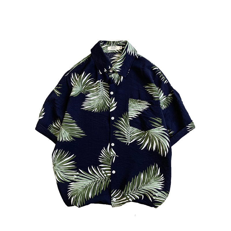 sanyamk Summer Men Casual Shirts Vintage Clothes Baggy Unisex Hawaiian Style Male Cardigan New Fashion Blouses Short Sleeve