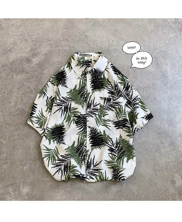 sanyamk Summer Men Casual Shirts Vintage Clothes Baggy Unisex Hawaiian Style Male Cardigan New Fashion Blouses Short Sleeve