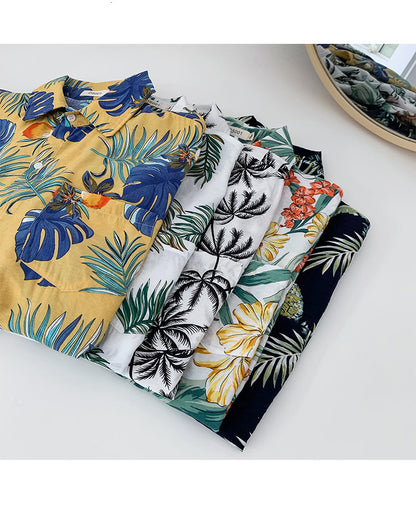 sanyamk Summer Men Casual Shirts Vintage Clothes Baggy Unisex Hawaiian Style Male Cardigan New Fashion Blouses Short Sleeve