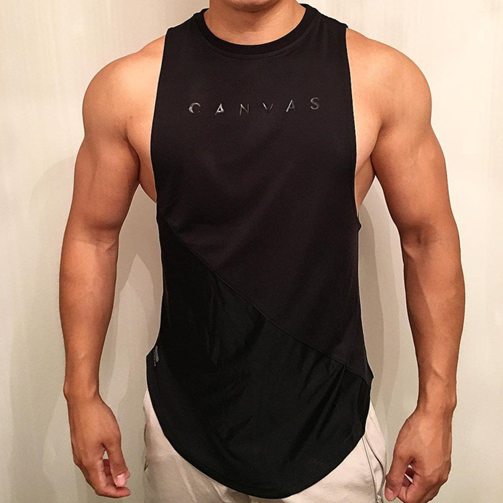 sanyamk NEW Bodybuilding Sporty Tank Tops Men Gyms Fitness Workout Sleeveless Shirt Male Stringer Singlet Summer Casual Loose Undershirt