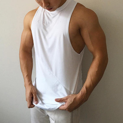 sanyamk NEW Bodybuilding Sporty Tank Tops Men Gyms Fitness Workout Sleeveless Shirt Male Stringer Singlet Summer Casual Loose Undershirt