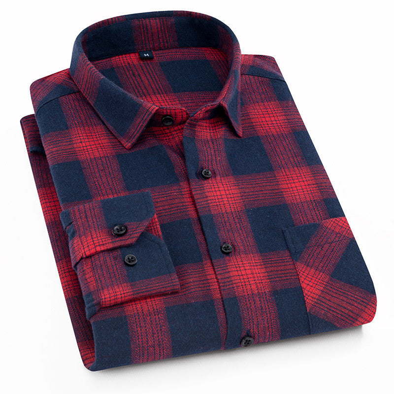 sanyamk Plaid Shirt New Autumn Winter Flannel Red Checkered Shirt Men Shirts Long Sleeve Chemise Homme Cotton Male Check Shirts