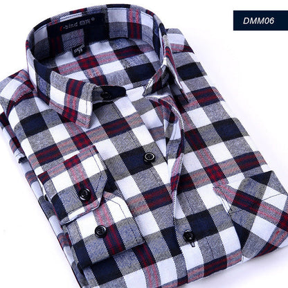 sanyamk Plaid Shirt New Autumn Winter Flannel Red Checkered Shirt Men Shirts Long Sleeve Chemise Homme Cotton Male Check Shirts