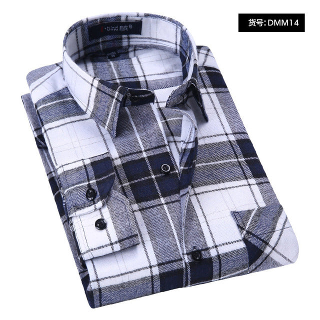 sanyamk Plaid Shirt New Autumn Winter Flannel Red Checkered Shirt Men Shirts Long Sleeve Chemise Homme Cotton Male Check Shirts