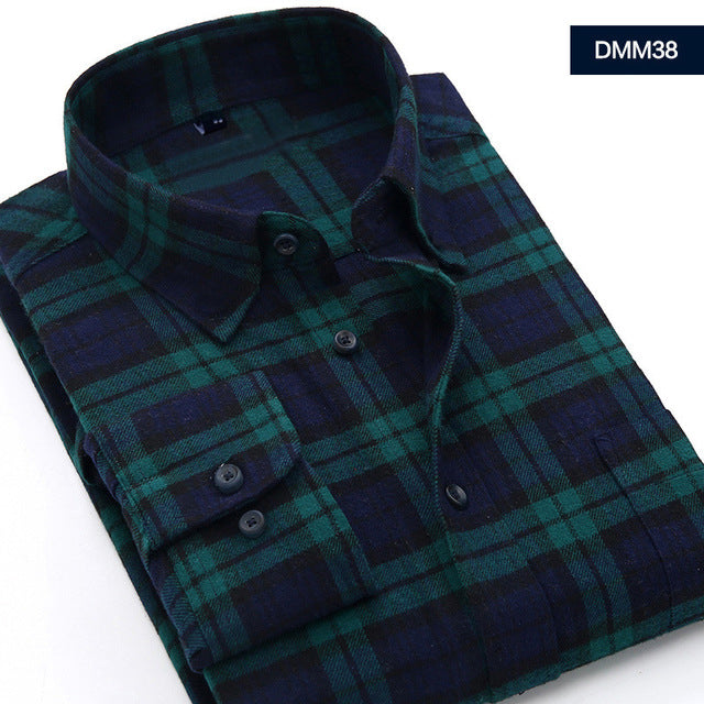 sanyamk Plaid Shirt New Autumn Winter Flannel Red Checkered Shirt Men Shirts Long Sleeve Chemise Homme Cotton Male Check Shirts