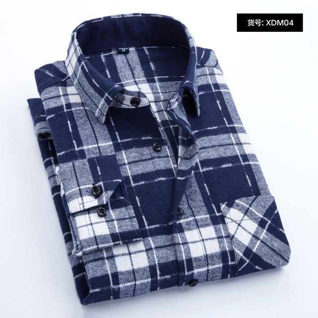 sanyamk Plaid Shirt New Autumn Winter Flannel Red Checkered Shirt Men Shirts Long Sleeve Chemise Homme Cotton Male Check Shirts