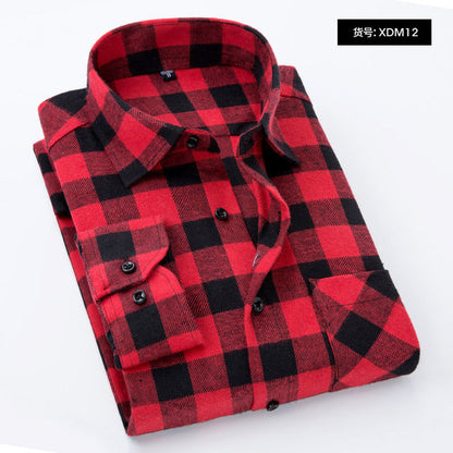 sanyamk Plaid Shirt New Autumn Winter Flannel Red Checkered Shirt Men Shirts Long Sleeve Chemise Homme Cotton Male Check Shirts