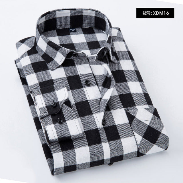 sanyamk Plaid Shirt New Autumn Winter Flannel Red Checkered Shirt Men Shirts Long Sleeve Chemise Homme Cotton Male Check Shirts