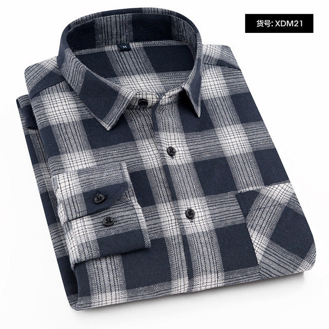 sanyamk Plaid Shirt New Autumn Winter Flannel Red Checkered Shirt Men Shirts Long Sleeve Chemise Homme Cotton Male Check Shirts