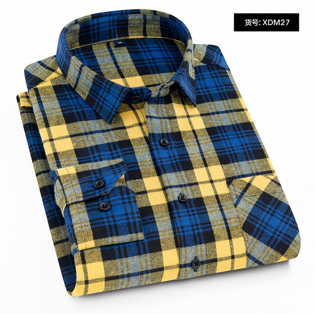 sanyamk Plaid Shirt New Autumn Winter Flannel Red Checkered Shirt Men Shirts Long Sleeve Chemise Homme Cotton Male Check Shirts