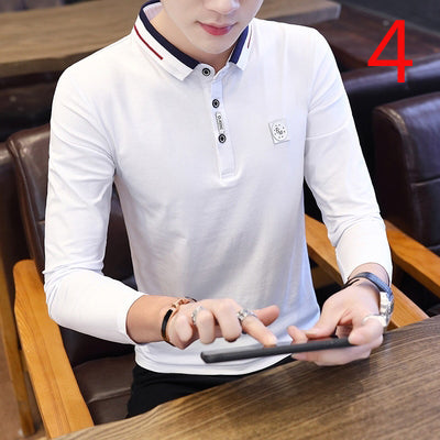 sanyamk Long-sleeved t-shirt men&#39;s cotton spring and autumn thin autumn clothes loose round neck solid color