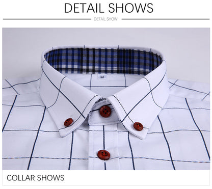 sanyamk Summer Men Shirts Short Sleeve Plaid Shirt Slim Casual Button Up Dress Shirts Men Big Size M-5XL Anti-wrinkle Soft