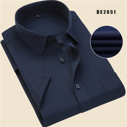 sanyamk Summer business work shirt square collar short sleeved plus size S to 7xl solid twill striped formal men dress shirts no fade