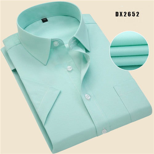 sanyamk Summer business work shirt square collar short sleeved plus size S to 7xl solid twill striped formal men dress shirts no fade