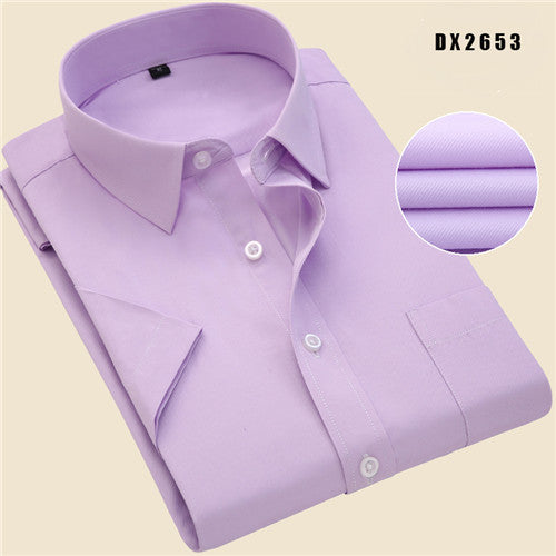 sanyamk Summer business work shirt square collar short sleeved plus size S to 7xl solid twill striped formal men dress shirts no fade