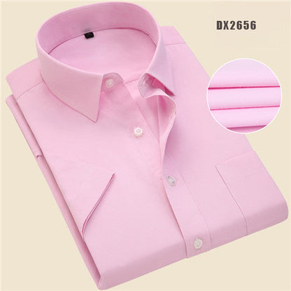 sanyamk Summer business work shirt square collar short sleeved plus size S to 7xl solid twill striped formal men dress shirts no fade