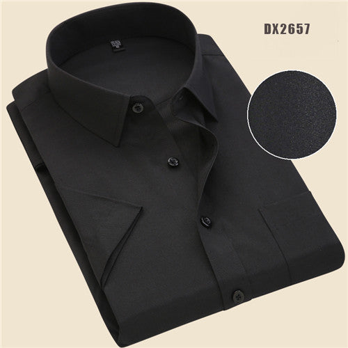 sanyamk Summer business work shirt square collar short sleeved plus size S to 7xl solid twill striped formal men dress shirts no fade