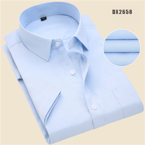 sanyamk Summer business work shirt square collar short sleeved plus size S to 7xl solid twill striped formal men dress shirts no fade