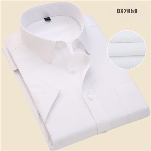 sanyamk Summer business work shirt square collar short sleeved plus size S to 7xl solid twill striped formal men dress shirts no fade