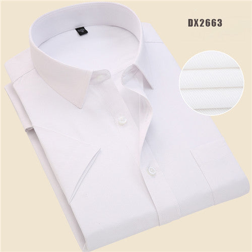 sanyamk Summer business work shirt square collar short sleeved plus size S to 7xl solid twill striped formal men dress shirts no fade