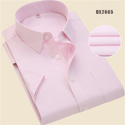 sanyamk Summer business work shirt square collar short sleeved plus size S to 7xl solid twill striped formal men dress shirts no fade